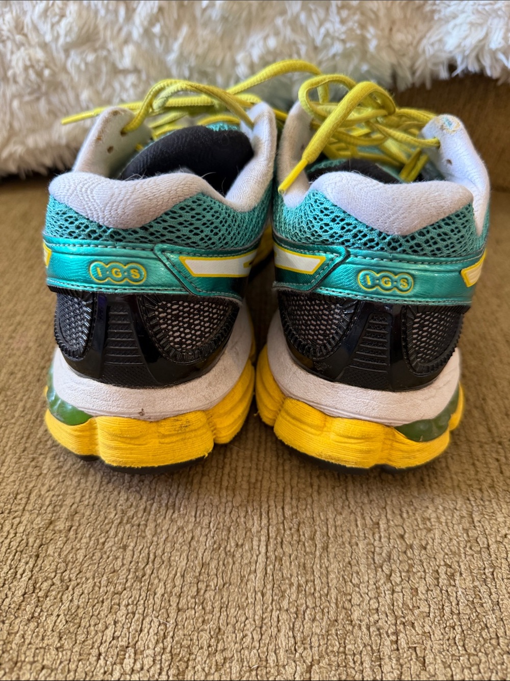 ASICS Women's Teal and Yellow Athletic Running Shoes - Picture 5 of 8